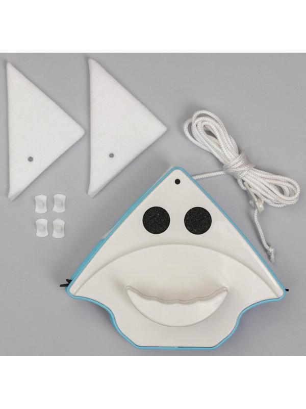 Магнитная щётка для мытья окон с двух сторон Доляна, с водосгоном, на стекло 3-8 мм