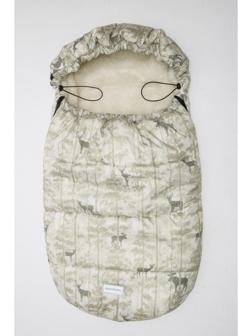 Конверт зимний меховой AmaroBaby Snowy Baby «Олени», цвет бежевый, 105 см