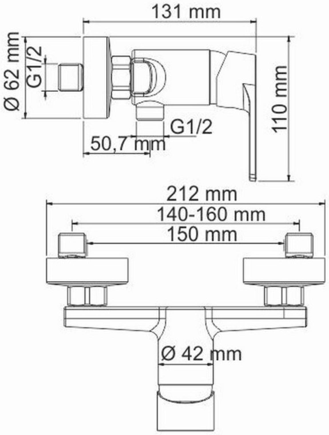 Смеситель для душа WasserKraft Dill 6102, однорычажный, без излива, хром