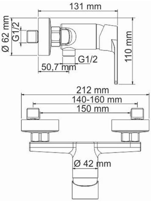 Смеситель для душа WasserKraft Dill 6102, однорычажный, без излива, хром