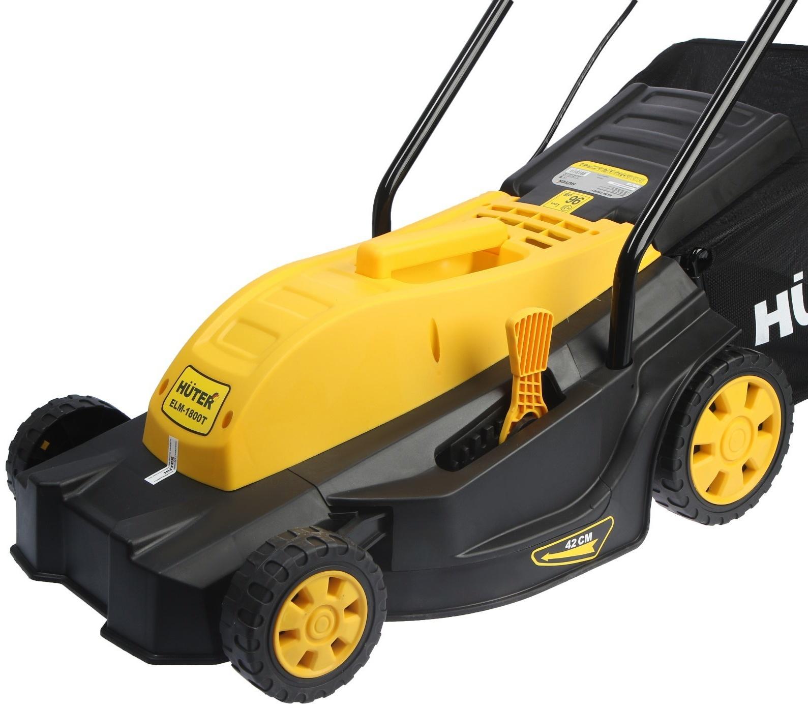 Газонокосилка электрическая Huter ELM-1800T, 1800 Вт, ширина 42 см, высота 28-55 мм, 45 л
