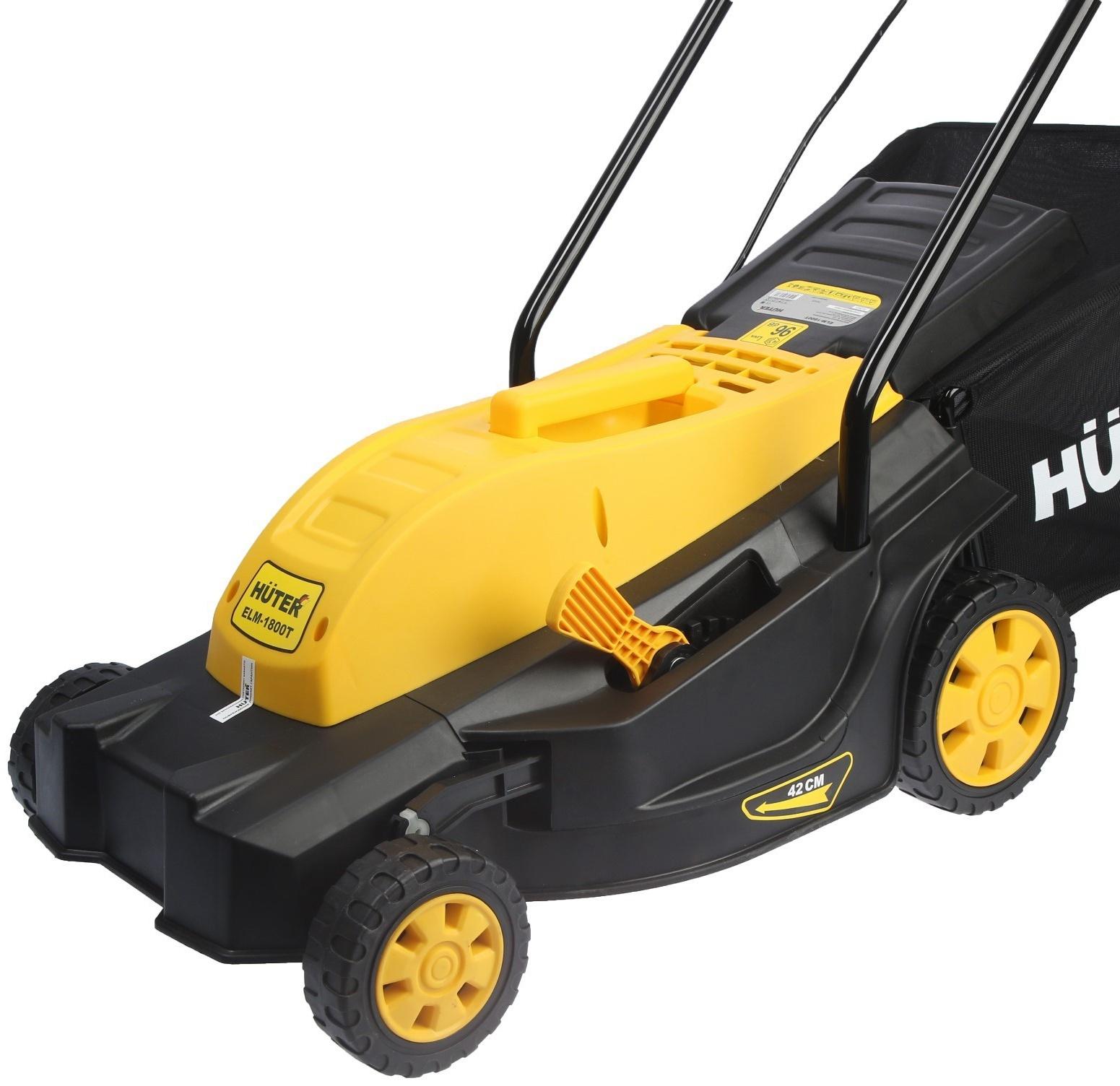 Газонокосилка электрическая Huter ELM-1800T, 1800 Вт, ширина 42 см, высота 28-55 мм, 45 л