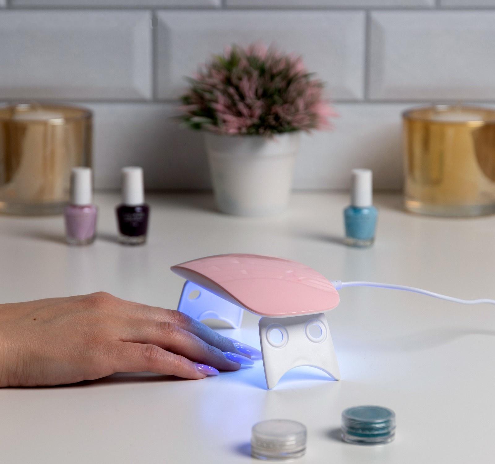 Лампа для гель лака Luazon LUF-22, LED, 6 Вт, 6 диодов, таймер 45/60 с, USB, розовая