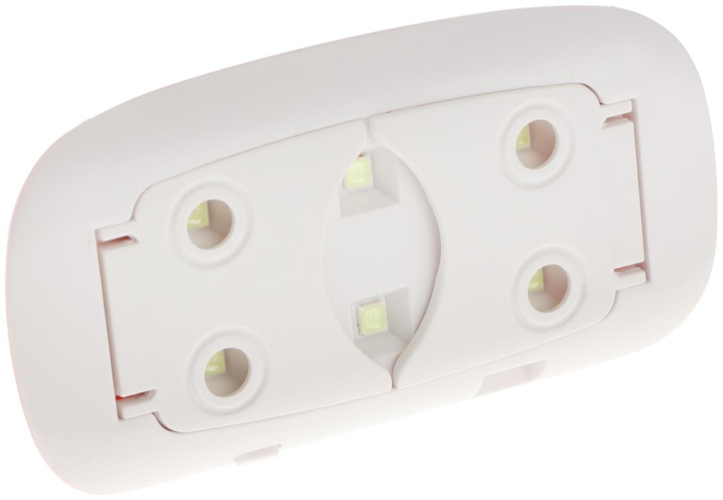 Лампа для гель лака Luazon LUF-22, LED, 6 Вт, 6 диодов, таймер 45/60 с, USB, розовая