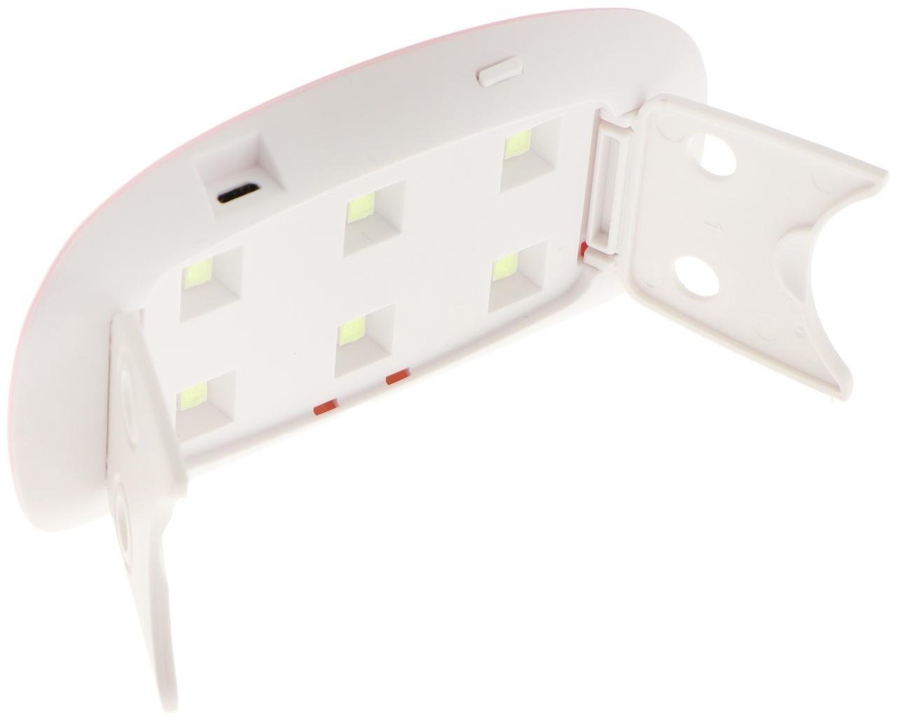 Лампа для гель лака Luazon LUF-22, LED, 6 Вт, 6 диодов, таймер 45/60 с, USB, розовая