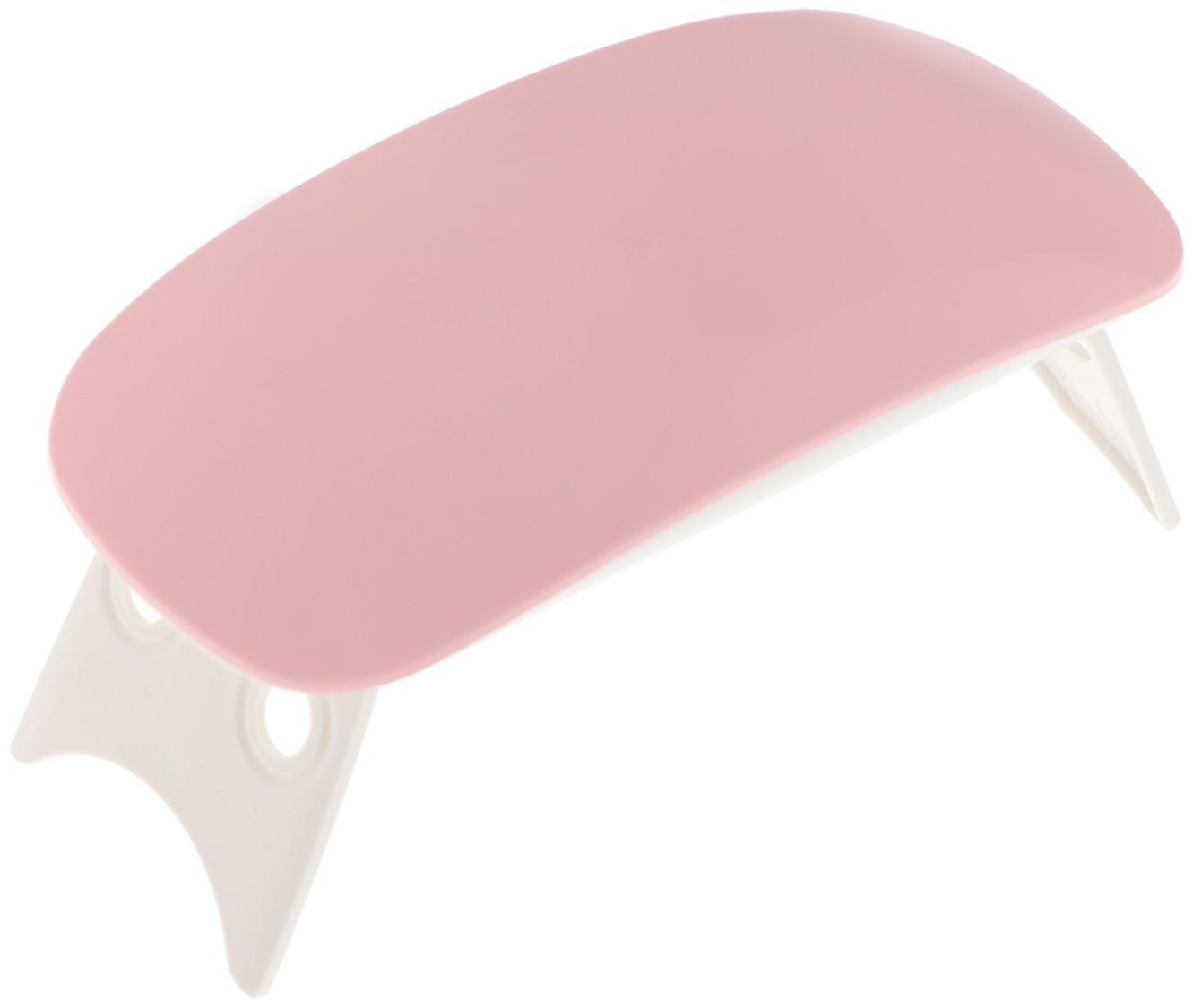 Лампа для гель лака Luazon LUF-22, LED, 6 Вт, 6 диодов, таймер 45/60 с, USB, розовая