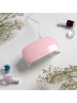Лампа для гель лака Luazon LUF-22, LED, 6 Вт, 6 диодов, таймер 45/60 с, USB, розовая