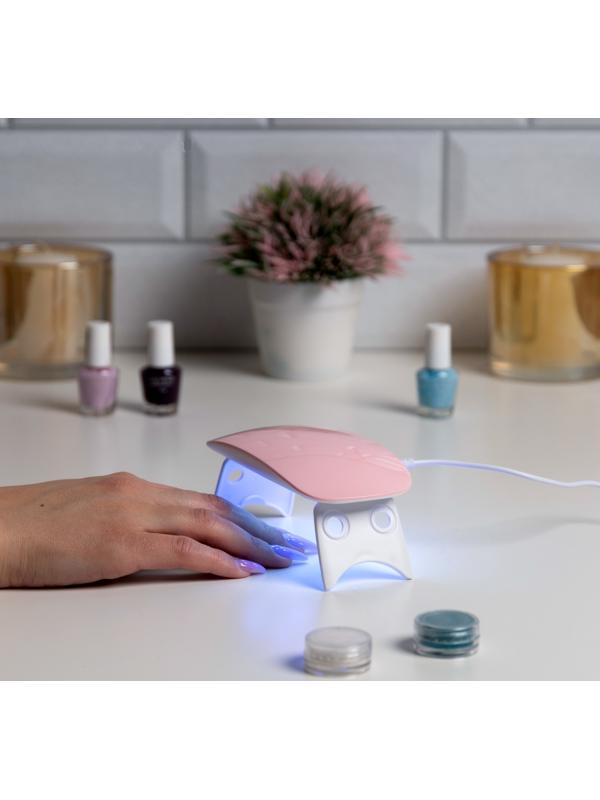 Лампа для гель лака Luazon LUF-22, LED, 6 Вт, 6 диодов, таймер 45/60 с, USB, розовая