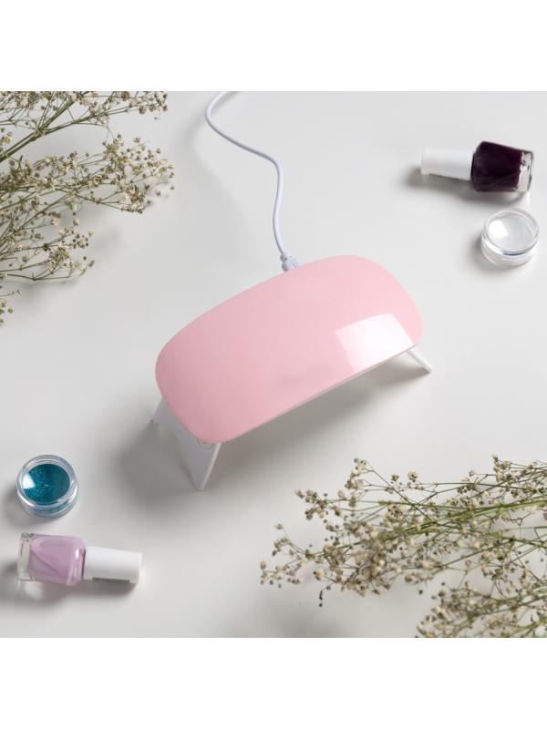 Лампа для гель лака Luazon LUF-22, LED, 6 Вт, 6 диодов, таймер 45/60 с, USB, розовая