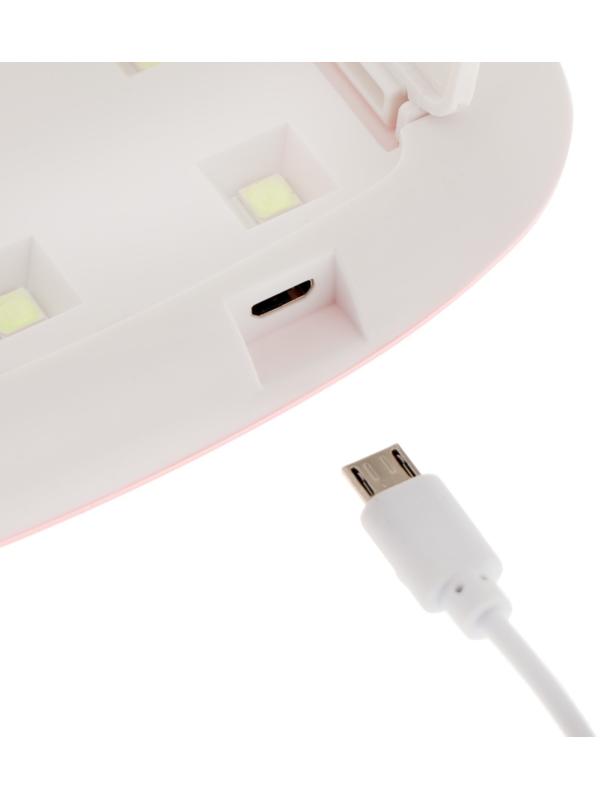 Лампа для гель лака Luazon LUF-22, LED, 6 Вт, 6 диодов, таймер 45/60 с, USB, розовая