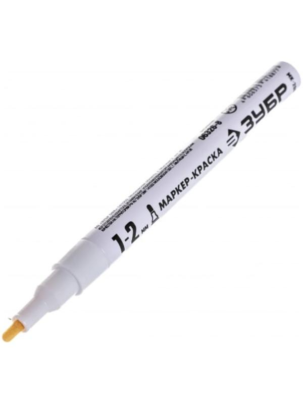 Маркер-краска ЗУБР Профессионал 06326-8, круглый, белый, 1 мм