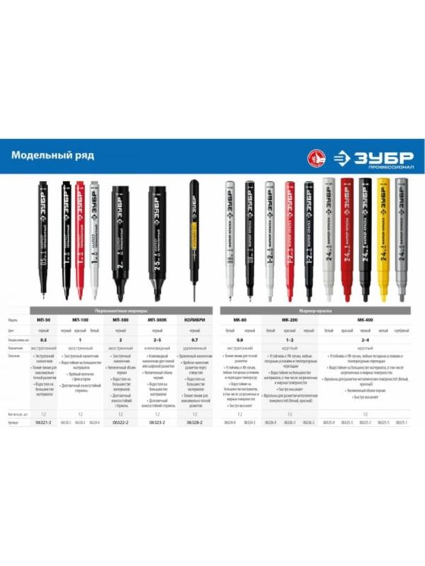 Маркер-краска ЗУБР Профессионал 06326-8, круглый, белый, 1 мм