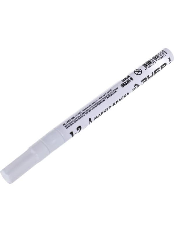 Маркер-краска ЗУБР Профессионал 06326-8, круглый, белый, 1 мм