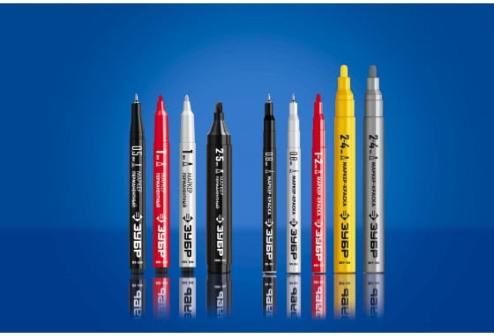 Маркер ЗУБР Профессионал 06323-2, перманентный, клиновидный, черный, 2-5 мм