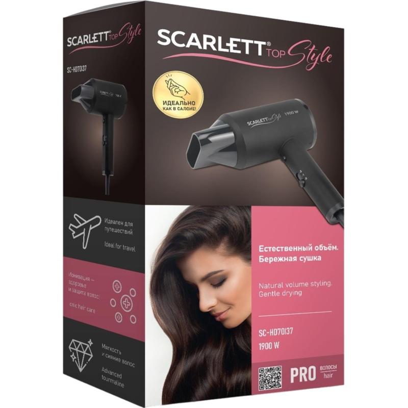 Фен SCARLETT SC-HD70I37, 1900Вт, черный