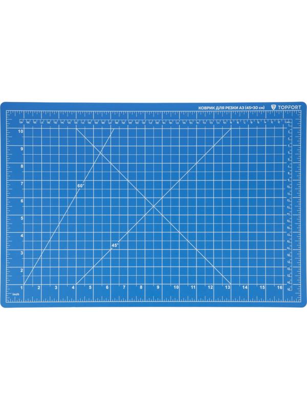 Коврик для резки TOPFORT 5ти-слойный А3 (45х30см),2х-сторонний,синий