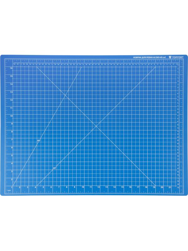 Коврик для резки TOPFORT 5ти-слойный А2 (60х45см),2х-сторонний,синий