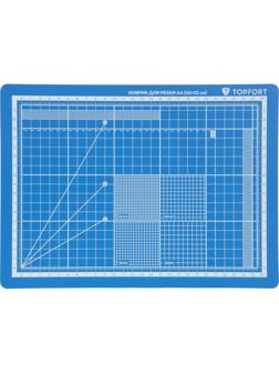 Коврик для резки TOPFORT 5ти-слойный А4 (30х22см),2х-сторонний,синий