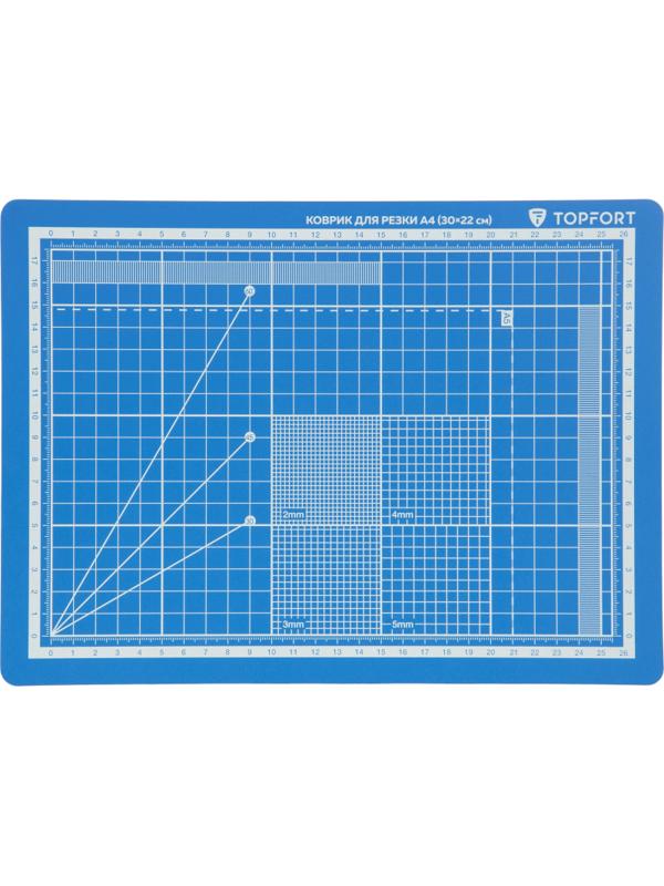 Коврик для резки TOPFORT 5ти-слойный А4 (30х22см),2х-сторонний,синий