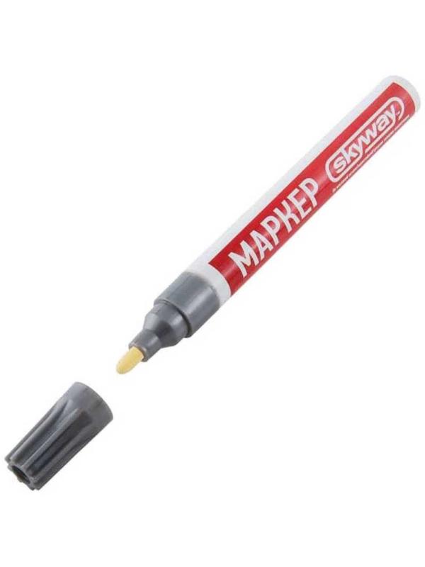 Маркер-карандаш Skyway, от сколов и царапин,наконечник из фетра, серебряный