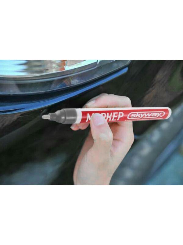 Маркер-карандаш Skyway, от сколов и царапин,наконечник из фетра, серебряный