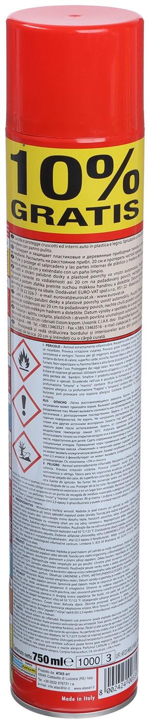 Полироль пластика Plak Клубника, аэрозоль, 750 мл