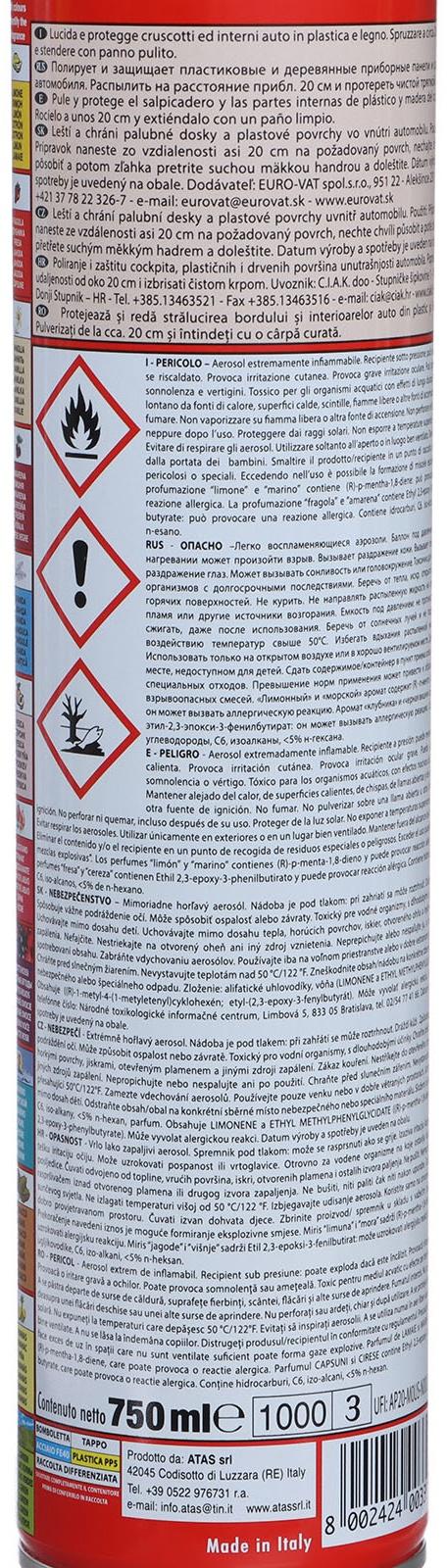 Полироль пластика Plak Персик, аэрозоль, 750 мл