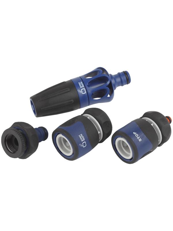 Набор: насадка для полива, коннектор, коннектор с аквастоп, адаптер, пластик