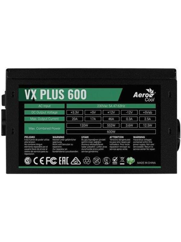 Блок питания Aerocool ATX 600W VX-600 PLUS (24+4+4pin) 120mm fan 3xSATA RTL