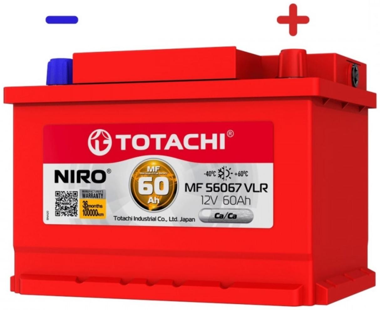 Аккумуляторная батарея Totachi NIRO MF 56067 VLR, 60 Ач, обратная полярность