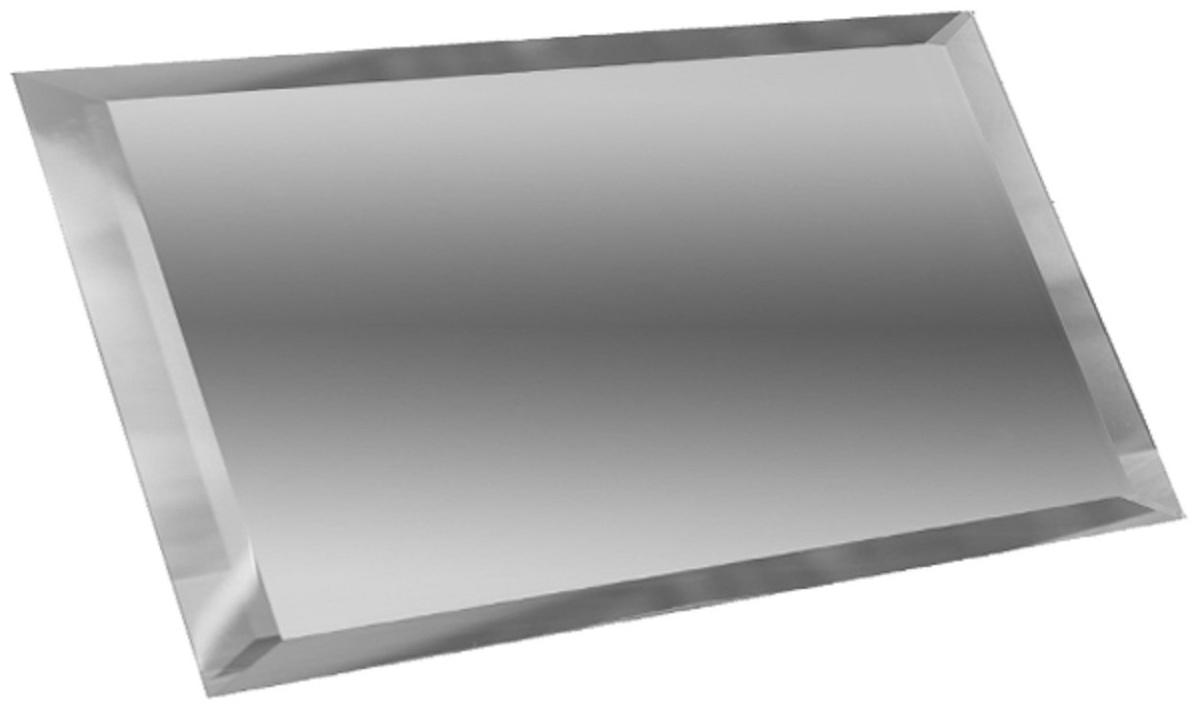 Прямоугольная зеркальная серебряная плитка с фацетом 10 мм 240х120 мм