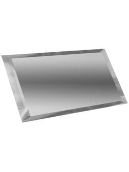 Прямоугольная зеркальная серебряная плитка с фацетом 10 мм 240х120 мм