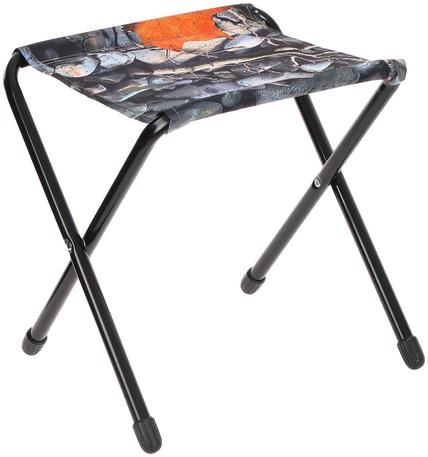 Стул дачный складной, 360 x 300 x 360 мм, с камнями и кленовыми листьями, ДС/4