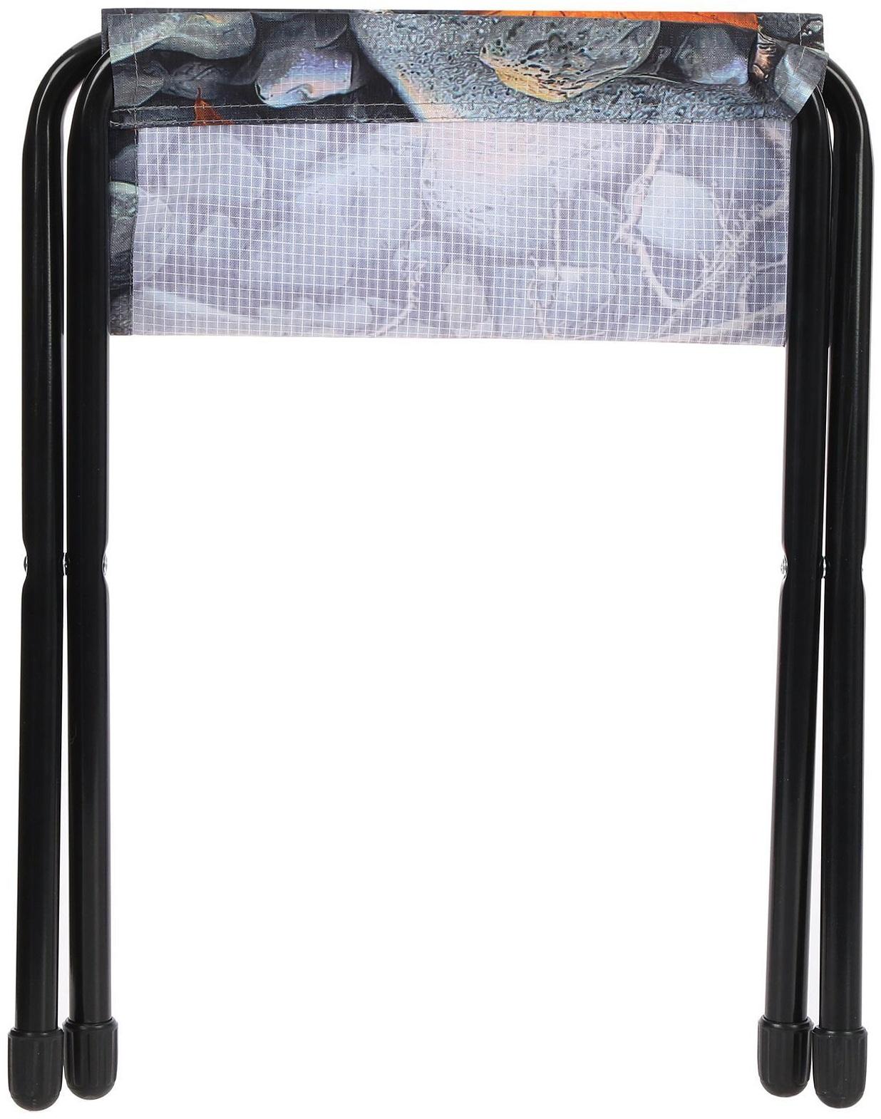 Стул дачный складной, 360 x 300 x 360 мм, с камнями и кленовыми листьями, ДС/4