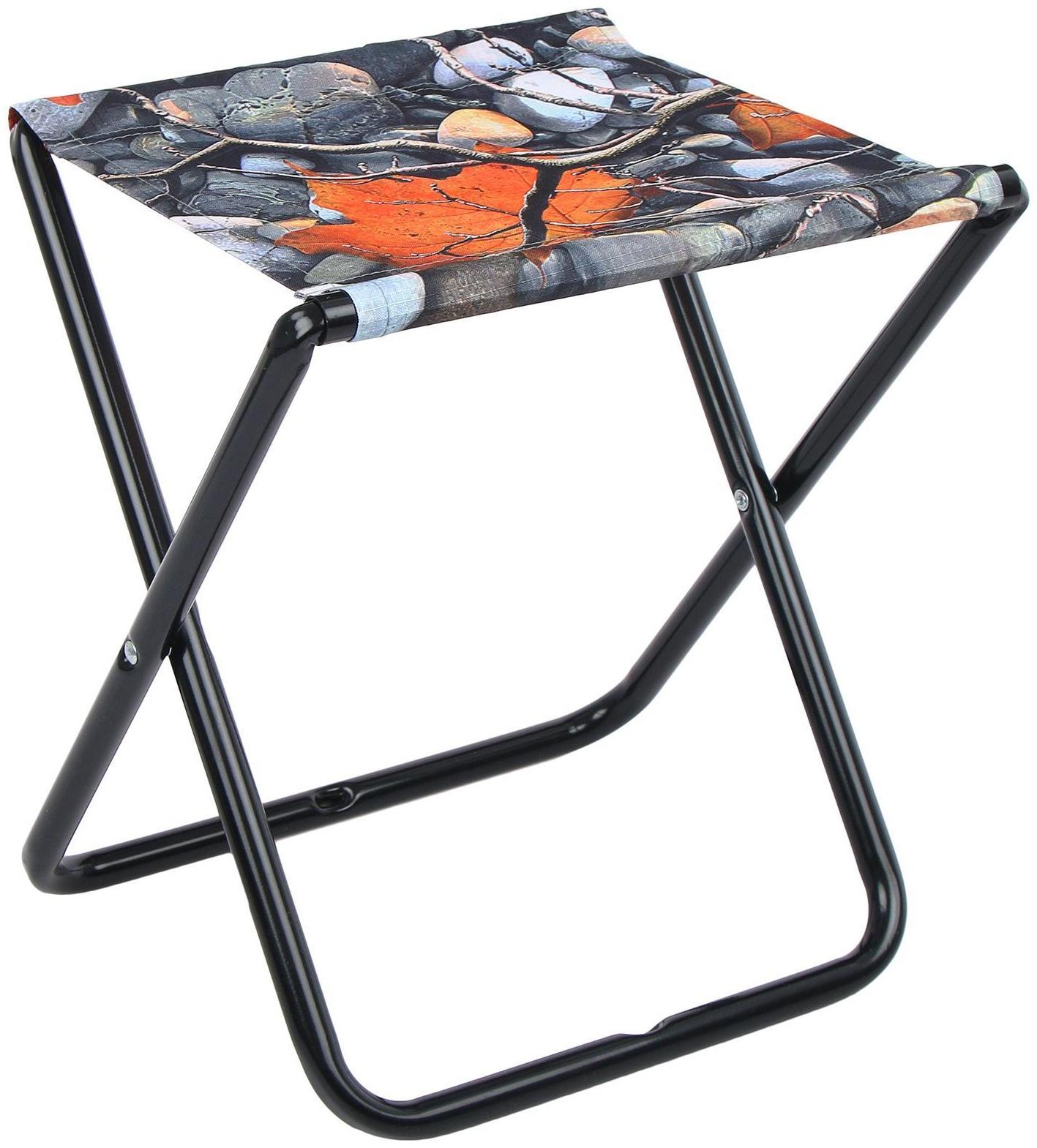 Стул складной походный 350x300x370мм ПС/4 с камнями и кленовыми листьями