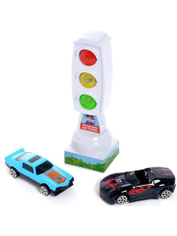 Светофор с машинками «Изучаем ПДД», световые эффекты, русский чип, МИКС, в пакете