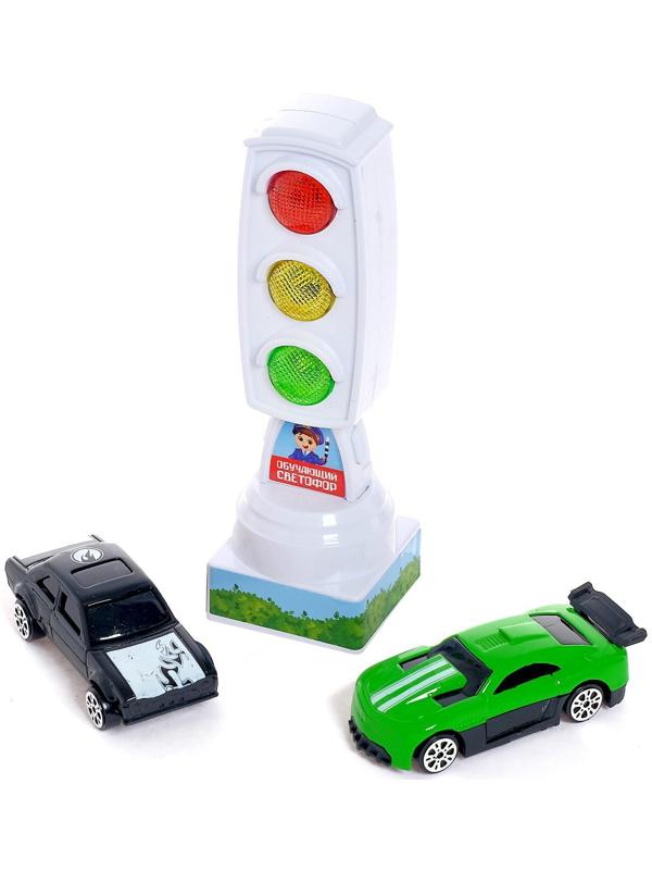 Светофор с машинками «Изучаем ПДД», световые эффекты, русский чип, МИКС, в пакете