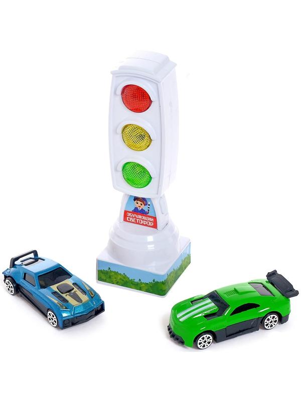 Светофор с машинками «Изучаем ПДД», световые эффекты, русский чип, МИКС, в пакете