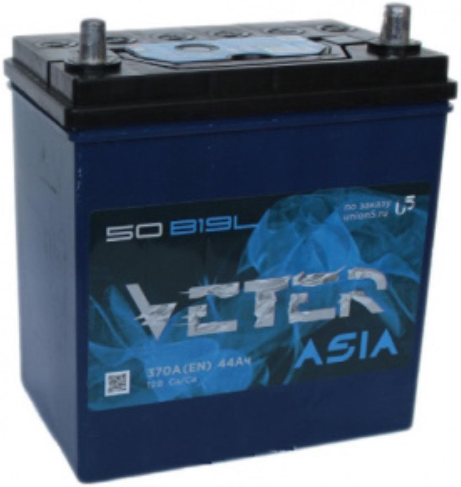 Аккумуляторная батарея Veter Asia 44 Ач 6СТ-44.0 VL 50B19L, обратная полярность