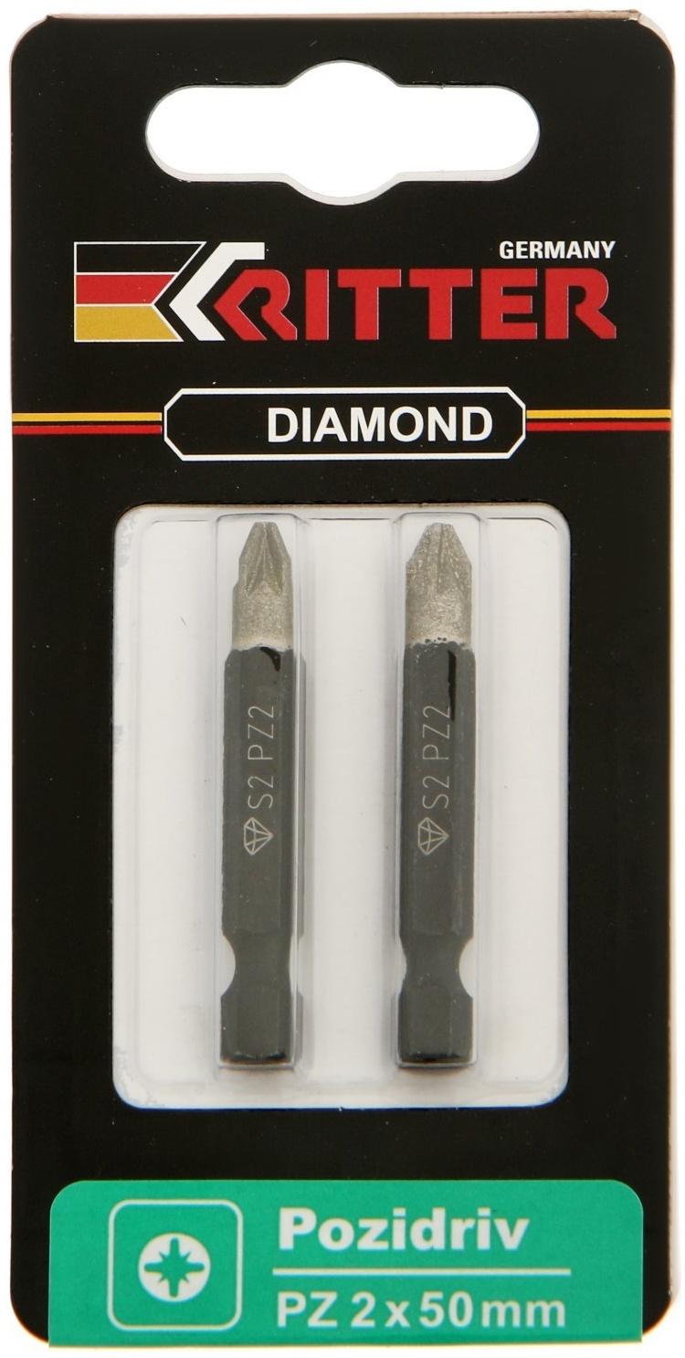 Бита Ritter Diamond PS20122055, алмазное покрытие, сталь S2, PZ2 х 50 мм, по 2 шт.