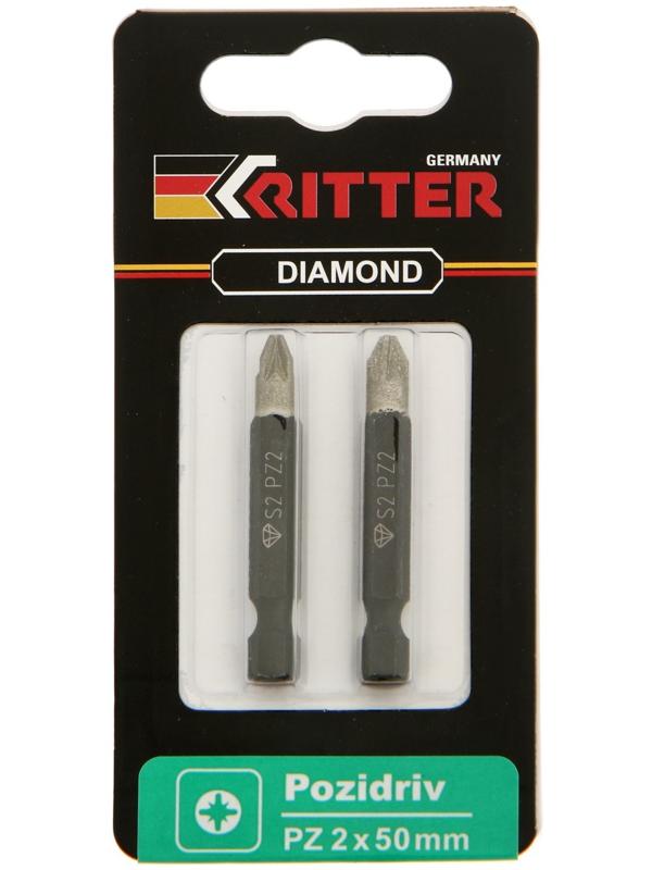 Бита Ritter Diamond PS20122055, алмазное покрытие, сталь S2, PZ2 х 50 мм, по 2 шт.