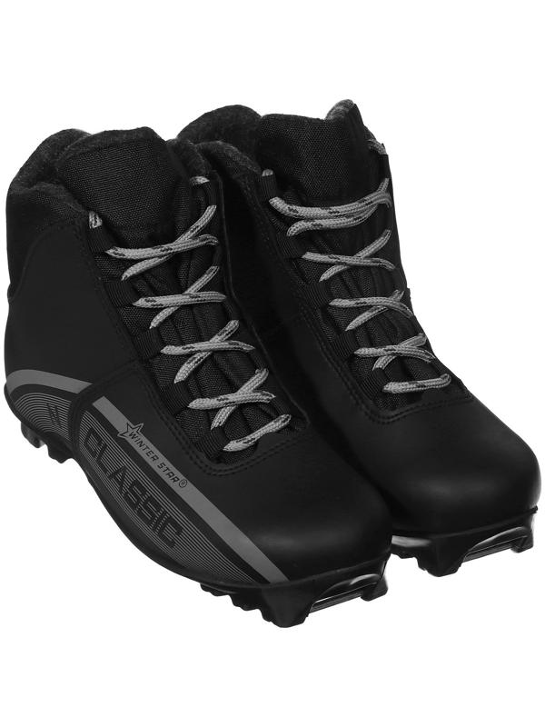 Ботинки лыжные Winter Star classic, NNN, р. 39, цвет чёрный, лого серый