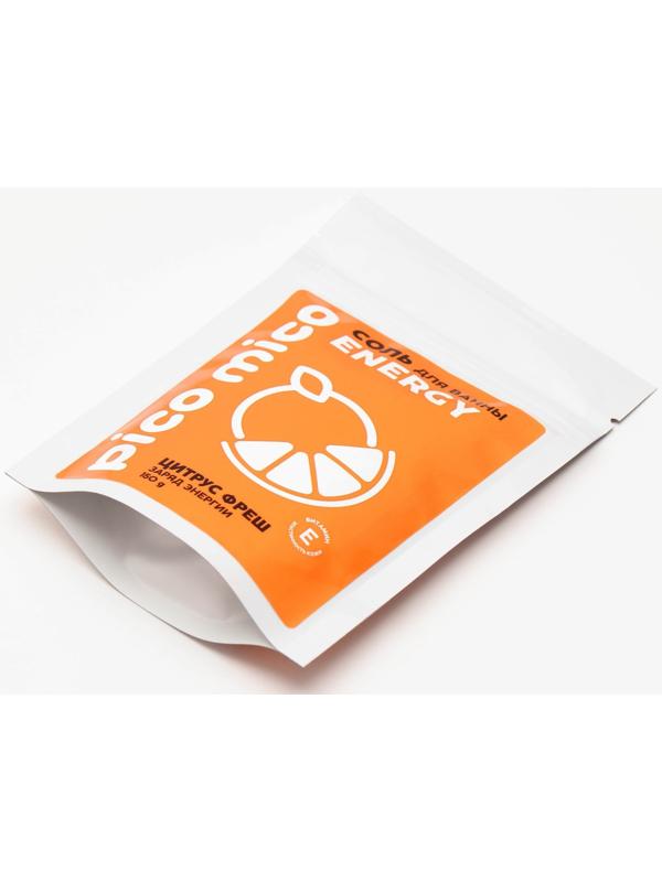 Соль для ванны, заряд энергиии, 150 г, аромат цитрус фреш, PICO MICO