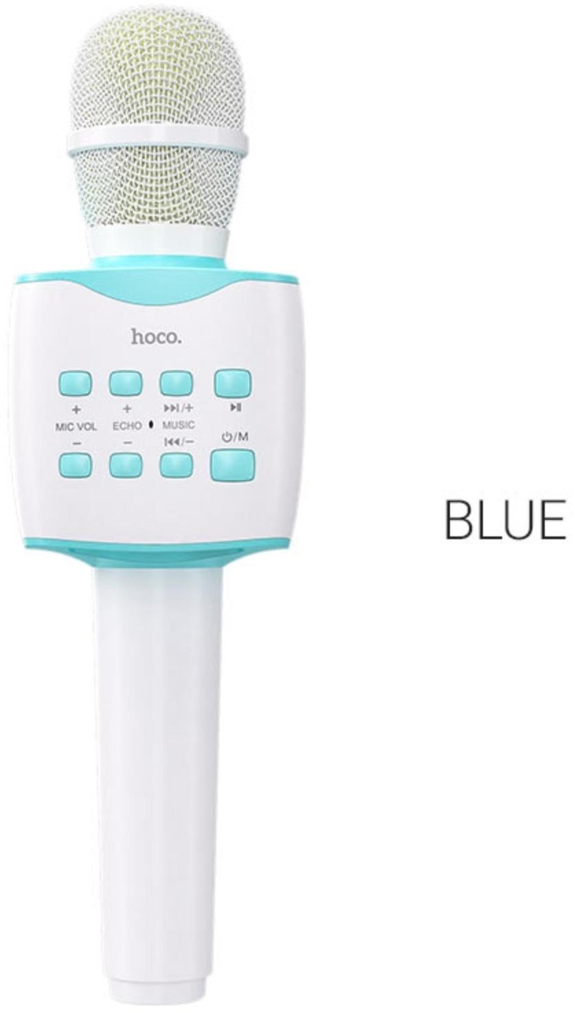 Микрофон для караоке Hoco BK5, 5 Вт, 1200 мАч, BT5.0, microSD, USB, коррекция голоса, синий   960393