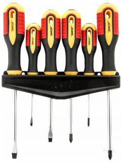 Набор отверток ЭНКОР 19836, 3К рукоятки, SL3-6-7, PH0-1-2, 75/100/125 мм, 6 шт.