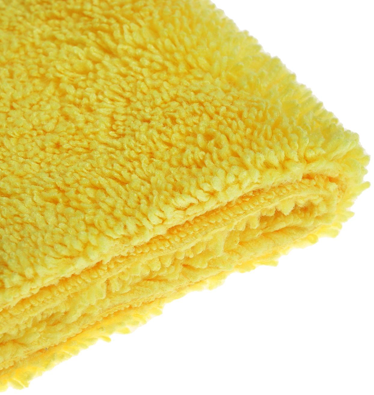 Салфетка из мягкой микрофибры пушистая, полирующая, 40 х 40 см, 400 г/м2, желтая
