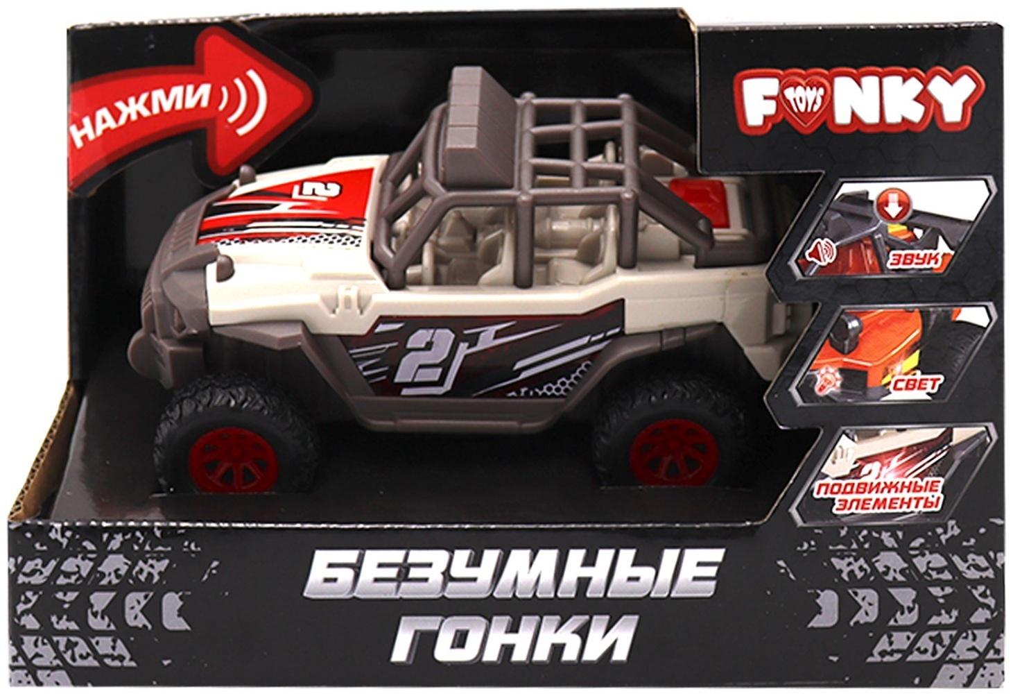 Машинка Funky Toys «Безумные гонки. Джип», со светом и звуком, 12 см, цвет красно-белый