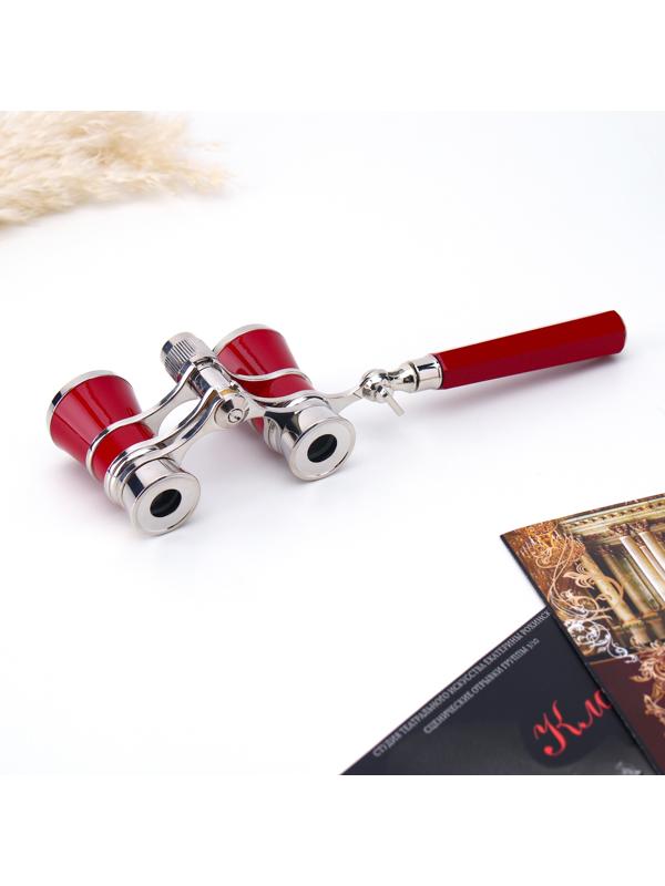 Бинокль театральный, телескопическая ручка, красный