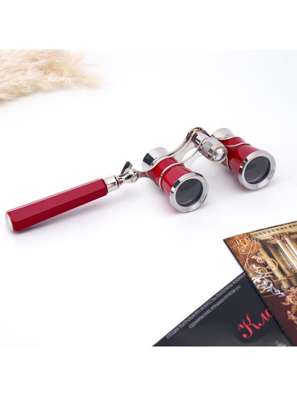 Бинокль театральный, телескопическая ручка, красный