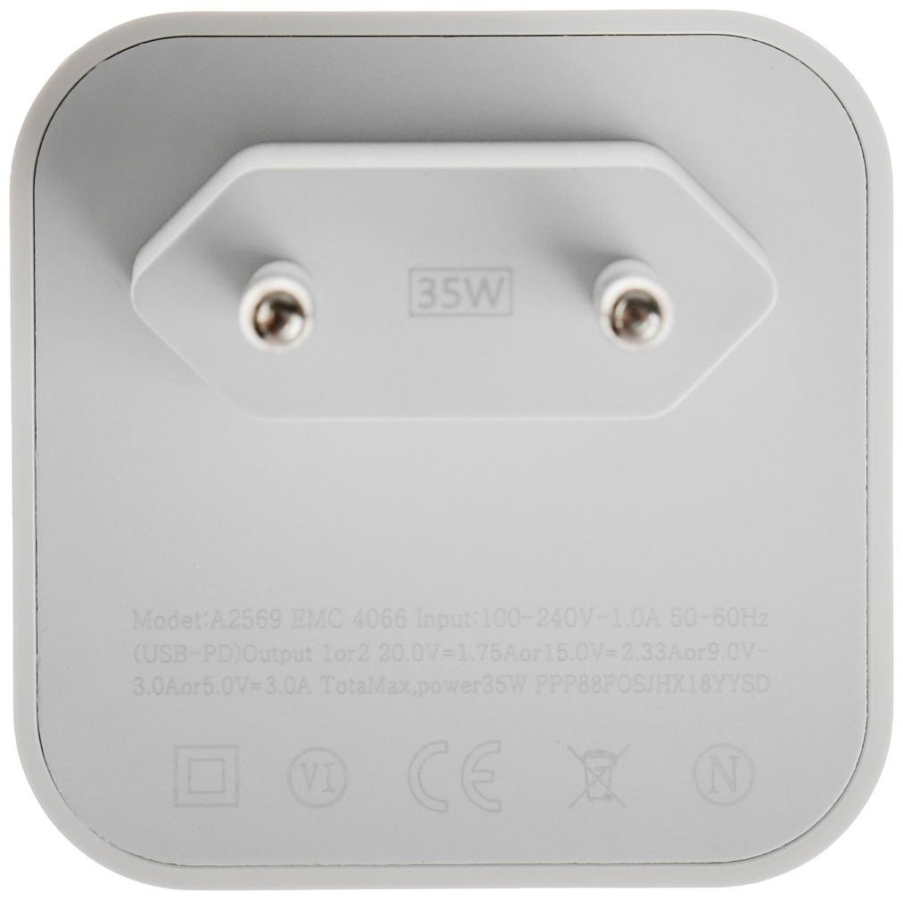 Сетевое зарядное устройство GQ-6, 2 Type-C, 3 А, 35 Вт, белое